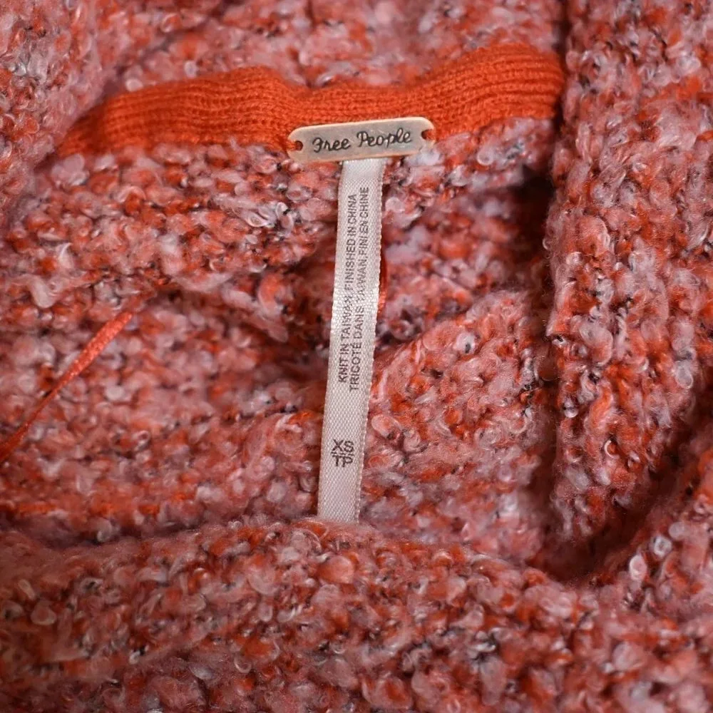Free People Sweater Cowl Neck Sz XS Crop Slouchy Oversized Boho 70s Retro